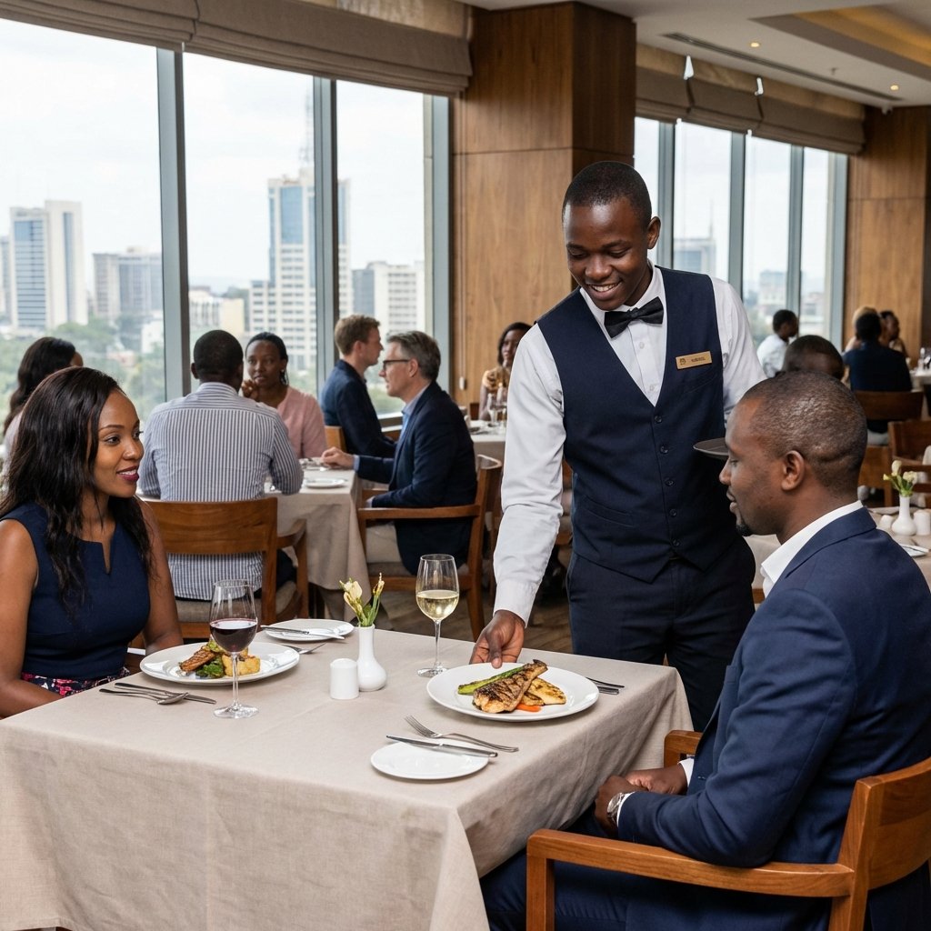 Professional restaurant worker reviewing CV